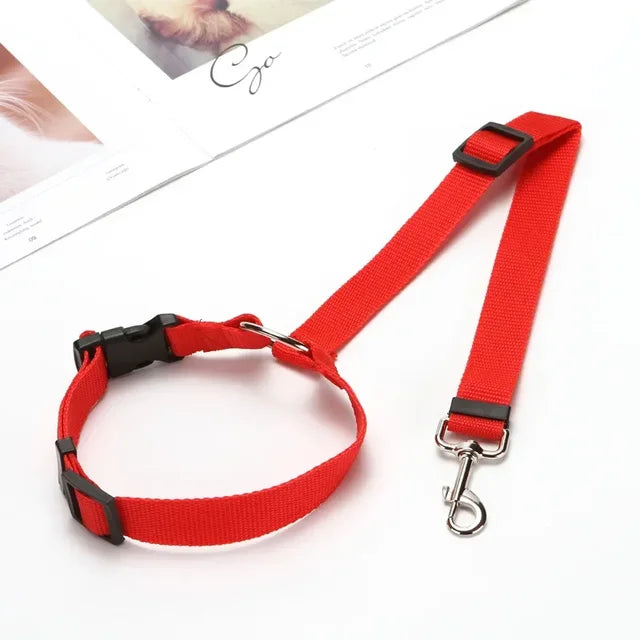 Solid Color Two-in-one Pet Car Seat Belt Nylon Lead Leash Backseat Safety