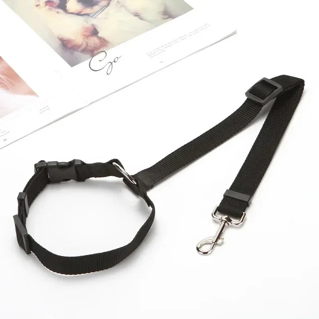 Solid Color Two-in-one Pet Car Seat Belt Nylon Lead Leash Backseat Safety